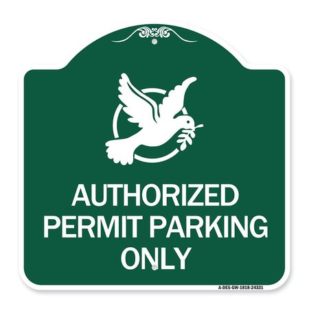 SIGNMISSION Authorized Church Parking W/ Graphic, Green & White Aluminum Sign, 18" x 18", GW-1818-24331 A-DES-GW-1818-24331